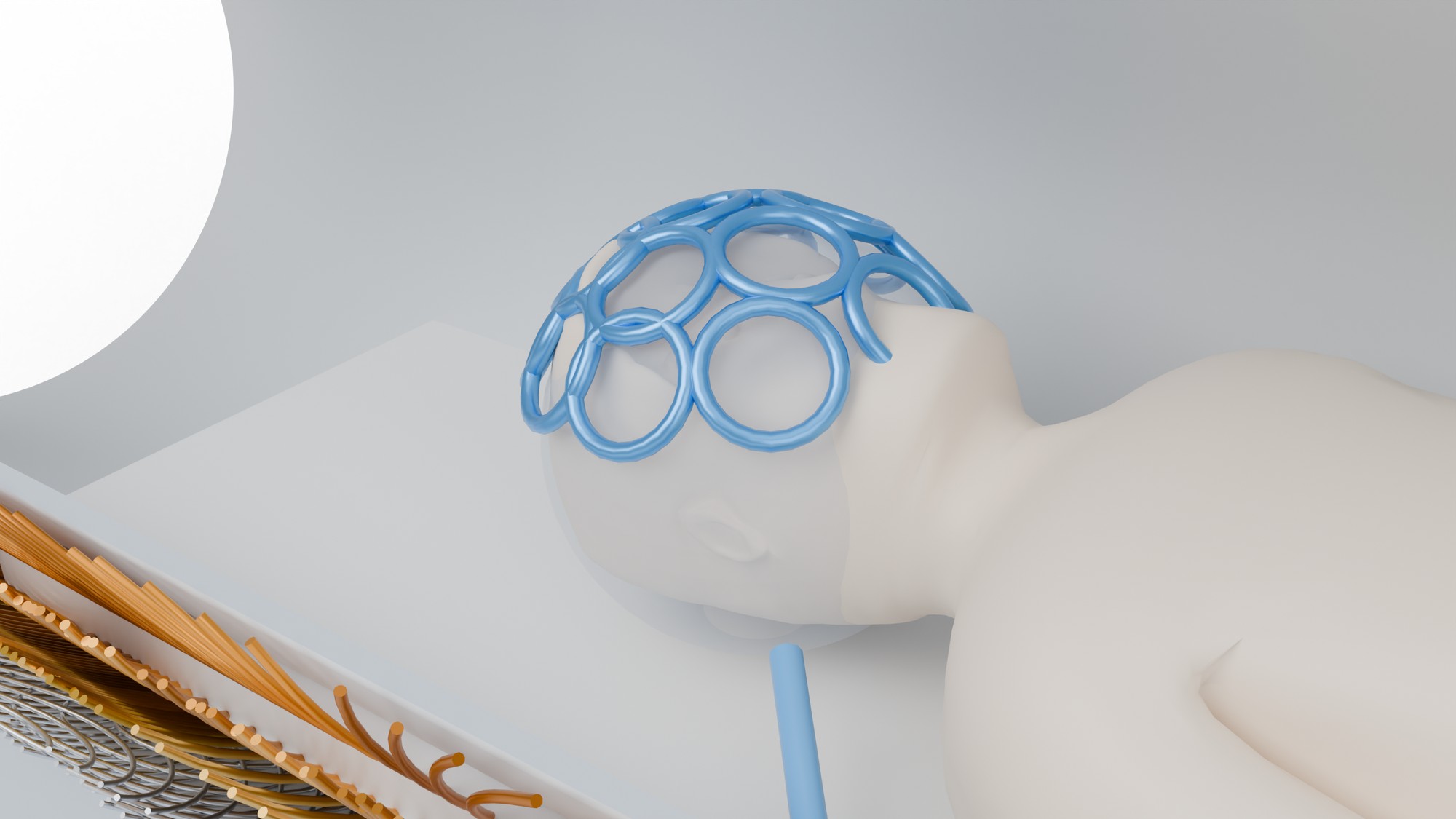 Receive coil array of small loops on a helmet over the head inside the magnet bore